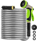 Stainless Steel Garden Hose 100FT with 10 Functione Nozzle, No Kink, Leak-Proof, Lightweight and Flexible Metal Garden Hose for Lawn, Car, RV, Outdoor Watering, Pet Bathing