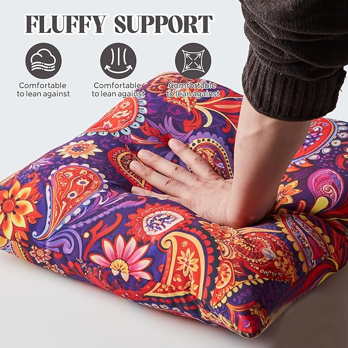 WOLKI Waterproof Outdoor Pillows 26x26 Feather and Down Filled Throw Pillow for Patio Furniture, Outside Decorative Pillow Set of 2 Flower