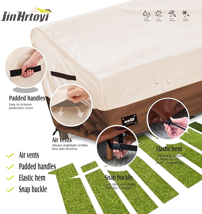 3-seater Outdoor Couch Cover,85"Wx38"Dx35"H Patio Sofa Cover,100% Waterproof Heavy Duty Patio Furniture Covers,Beige&Brown