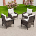 COOS BAY Vintage Courtyard Patio Chairs, Wicker Armchairs, Rattan Patio Dining Set of 4, Outdoor Seating for Deck or Balcony, Gray/Beige