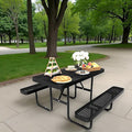4 FT Metal Picnic Tables for Outside, Outdoor Coated Steel Heavy Duty Commercial Picnic Table with Benches, Patio Table Rectangular Furniture Set for Garden, Lawn, Shops, Parks