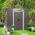 Favfurish 6 x 4 FT Outdoor Storage Shed,Metal Anti-Corrosion Utility Tool House with Punched Vents, w/Sliding Doors & Padlock,Waterproof Garden Sheds for Backyard Lawn Patio,Grey