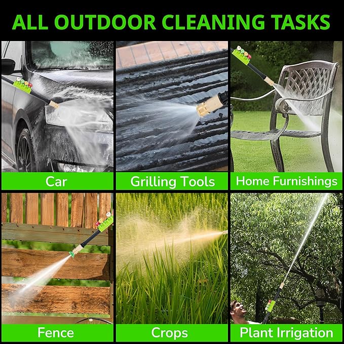 Electric Pressure Washer, 2.0 GPM – High Pressure Power Washer with Foam Cannon, 4 Quick-Connect Nozzles, 23ft Hose & Compact Storage for Cars, Patios & Home Cleaning, Green
