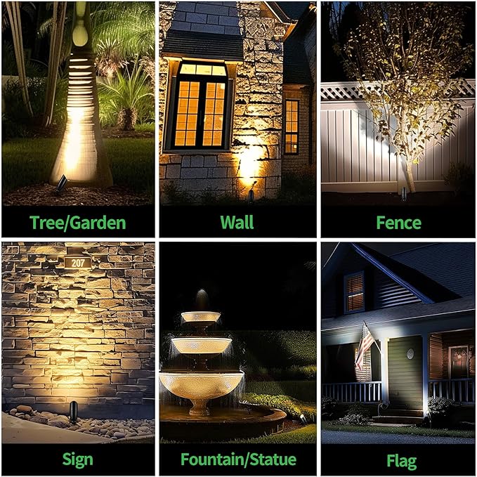 Low Voltage Landscape Spotlights, Black Outdoor LED 12V LED Tree Light, Waterproof Aluminum Fixture for Tree House Garden with 5W MR16 Bulb 5000K 8 Pack