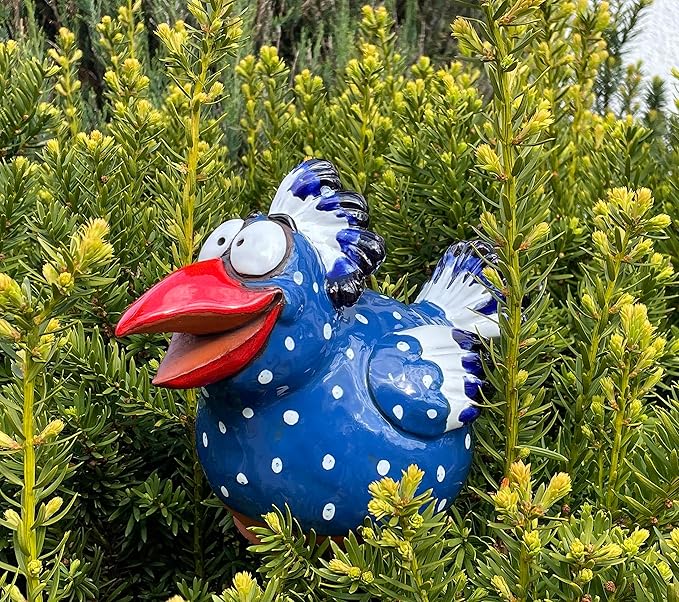 Ceramic Garden Decor - Bird Lawn stake - Outdoor statue - Perfect, unique gifts for gardeners woman, men, yard gifts - Handmade, Frostproof