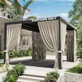 Gazebo Universal Replacement Privacy Curtain,10'×13' Gazebo Outdoor Waterproof Curtains, 4-Panels Sidewall Curtains with Double Zipper for Patio Canopy, Garden and Backyard (Curtain Only)