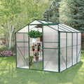 6x8 FT Polycarbonate Greenhouse, with Sliding Door and Adjustable Roof, Heavy Duty Walk-in Greenhouse Aluminum Sunroom Hot House for Outdoor Garden Backyard,Green