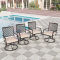 PHI VIALLA Patio Outdoor Swivel Dining Chairs Outdoor Furniture Chairs Set of 4 with Cushion Suports 300lbs for Lawn Garden Backyard Weather Resistant-Black Frame