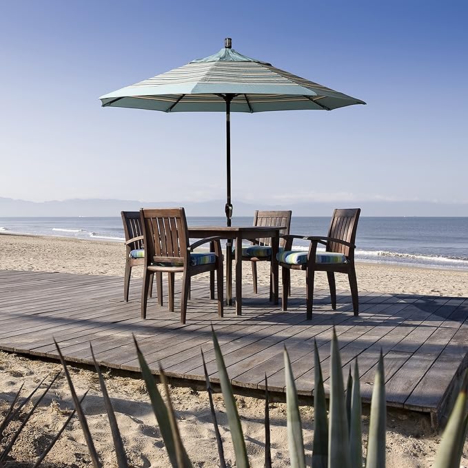 California Umbrella GSPT908302-5439 9' Round Aluminum Market, Crank Lift, Push Button Tilt, Black Pole, Sunbrella Navy Patio Umbrella, 9-Feet
