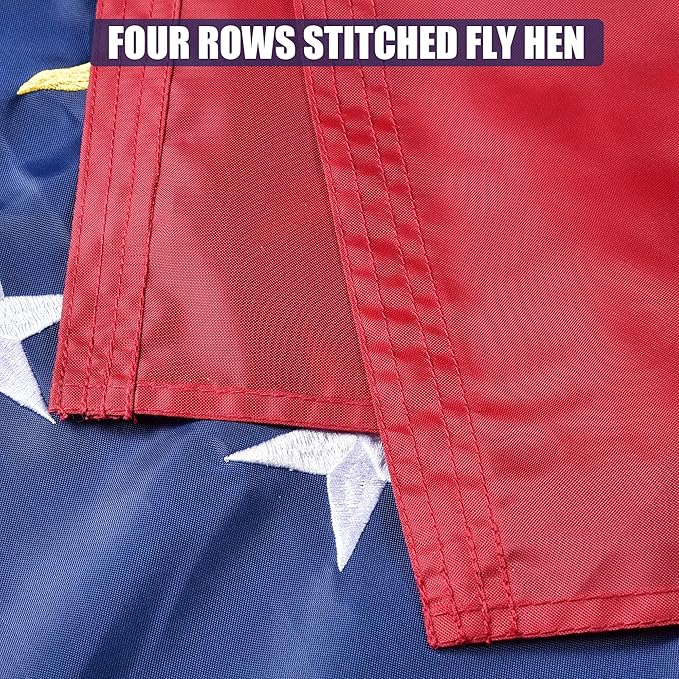 Georgia State Flag 6x10 Ft, Deluxe Full Embroidered Heavy Duty 100% Polyester Durable GA Outside Flags, Indoor/Outdoor, Sewn Stripes and Brass Grommets