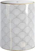 JONATHAN Y TBL1001A Fish Scale 17" Modern Ceramic Indoor/Outdoor Garden Stool, Coastal, Contemporary, Transitional, Side Table, Plant Stand, Spill-Proof, Living Room, Garden Room, Patio, White/Gold