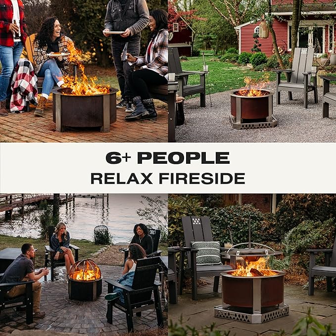 Breeo Smokeless Fire Pit (X Series 24, Corten Steel) | 27.5 inch Smokeless Firepit for Outside | 62 Pounds | Ideal for Families Compatible with Wide Range of Breeo Accessories