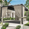 Gazebo Universal Replacement Privacy Curtain,12'×20' Gazebo Outdoor Waterproof Curtains, 4-Panels Sidewall Curtains with Double Zipper for Patio Canopy, Garden and Backyard (Curtain Only)