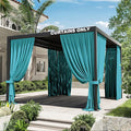 Gazebo Universal Replacement Privacy Curtain,10'×12' Gazebo Outdoor Waterproof Curtains, 4-Panels Sidewall Curtains with Double Zipper for Patio Canopy, Garden and Backyard (Curtain Only)