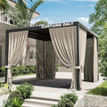 Gazebo Universal Replacement Privacy Curtain,10'×10' Gazebo Outdoor Waterproof Curtains, 4-Panels Sidewall Curtains with Double Zipper for Patio Canopy, Garden and Backyard (Curtain Only)