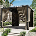 Gazebo Universal Replacement Privacy Curtain,12'×12' Gazebo Outdoor Waterproof Curtains, 4-Panels Sidewall Curtains with Double Zipper for Patio Canopy, Garden and Backyard (Curtain Only)
