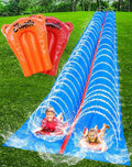JAMBO 50Ft MEGA XXL Water Slide and 2 Bodyboards, Heavy Duty Slip and Splash with Inflatable Crash Pad, Long Summer Water Toy Sprinkler, Backyard Outdoor Fun n Toys for Kids