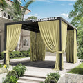 Gazebo Universal Replacement Privacy Curtain,10'×12' Gazebo Outdoor Waterproof Curtains, 4-Panels Sidewall Curtains with Double Zipper for Patio Canopy, Garden and Backyard (Curtain Only)