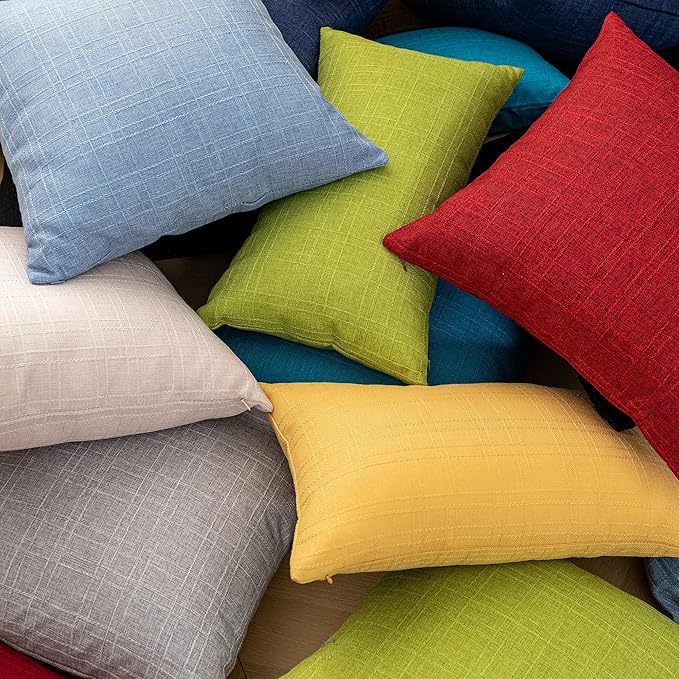 Kevin Textile Pack of 2 Outdoor Waterproof Throw Pillow Covers Spring Decorative Square Outdoor Checkered Pillows Cushion Case Patio Pillows for Couch 12x20 inches 30x50 cm Green